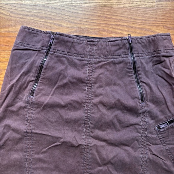 ATHLETA A-Line Maroon Linen Skirt Size‎ Medium Womens Zipper Pockets Knee Length - Picture 4 of 13